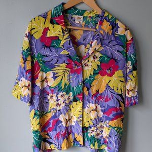 Tropical Print Vintage Blouse